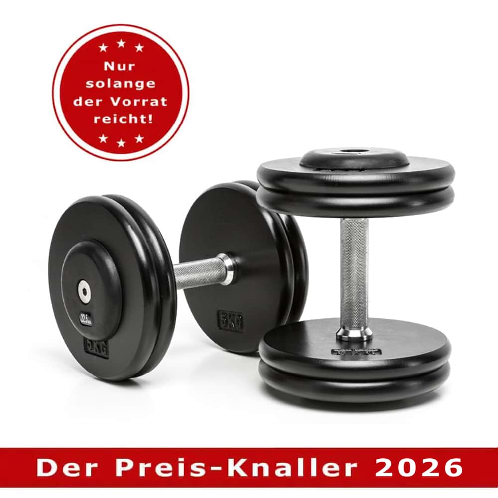 Bild von Kompakthantelpaare, guss, 2,5kg-Abstufung, abgedrehte Scheiben